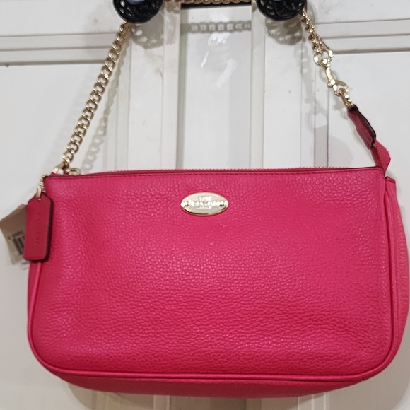 Coach Kira Pink Ruby Pebbled Leather Chain Shoulder Bag- NWT- Measures 9.5×6 - Picture 7 of 8